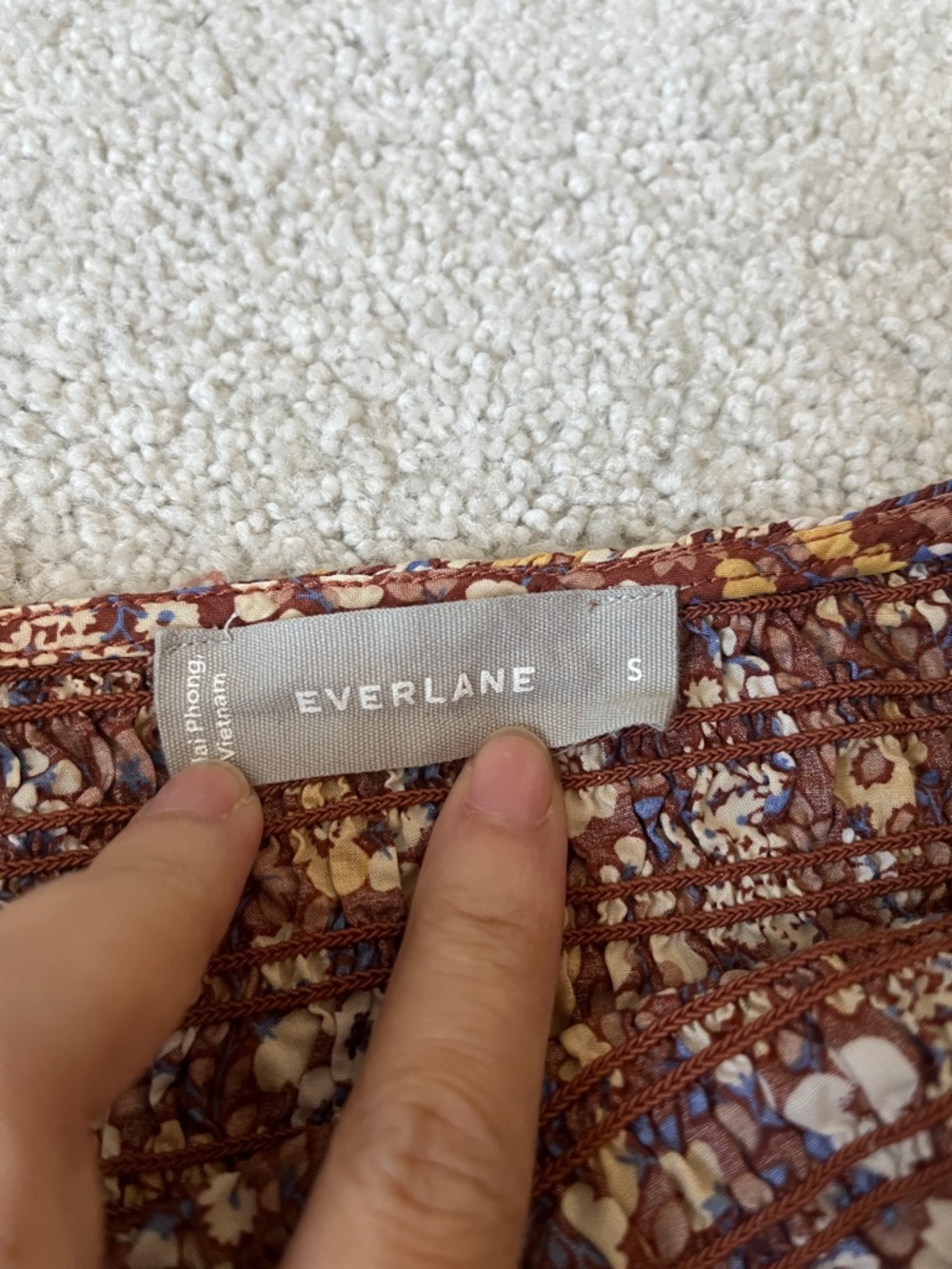 Everlane Brown and Yellow Smocked Floral Tank - Picture 2 of 2